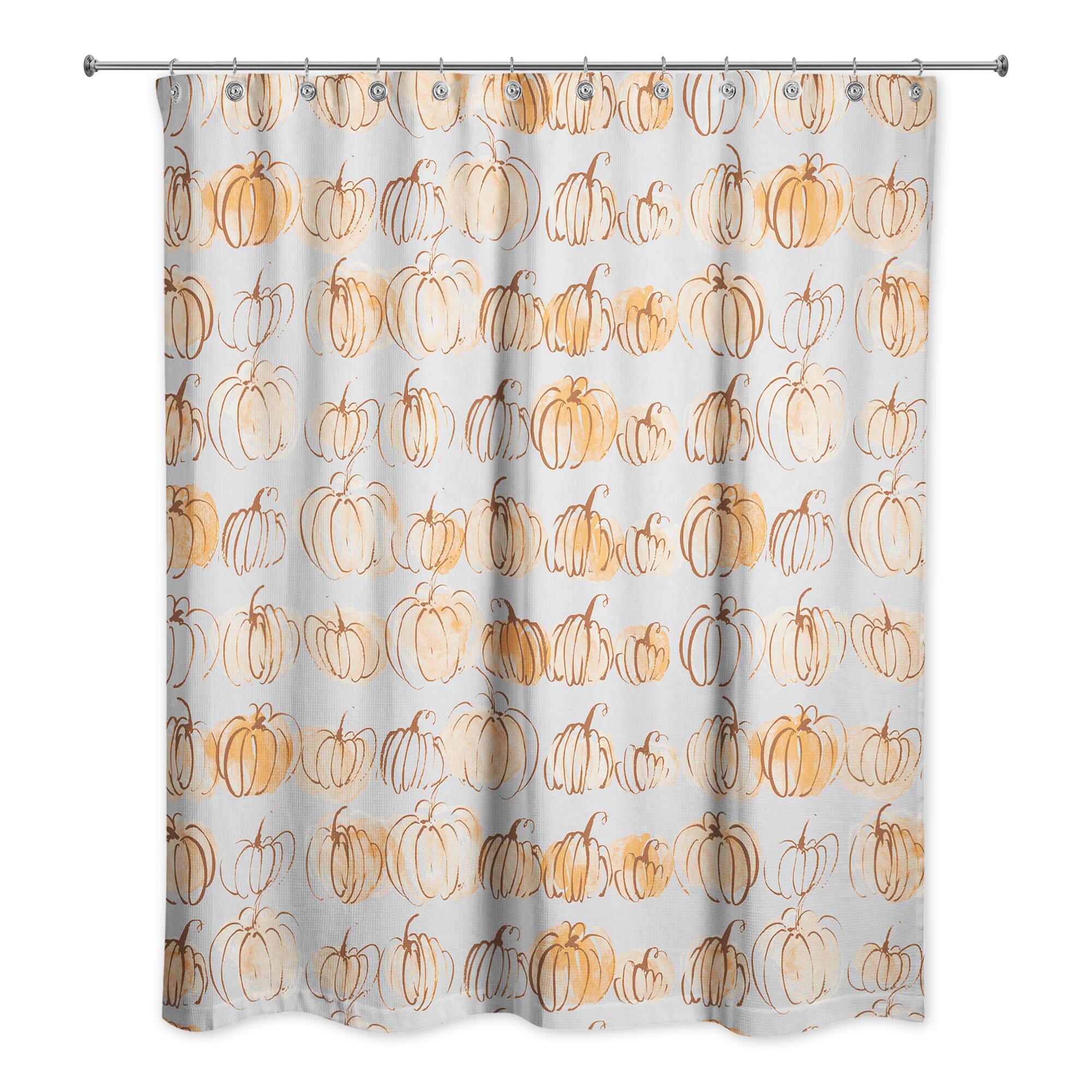 Watercolor Doodle Pumpkins Shower Curtain